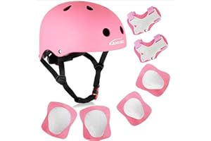 KAMUGO Kids Bike Helmet, Toddler Helmet for Ages 2-8 Boys Girls with Sports Protective Gear Set Knee Elbow Wrist Pads for Skateboard Cycling Scooter Rollerblading