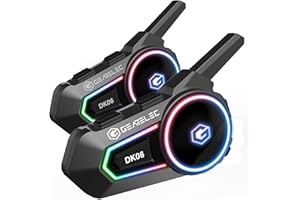 gearelec Motorcycle Bluetooth Headset V5.2 with FM, 2-Way Motorcycle Helmet Bluetooth with IP65 Waterproof, Helmet Headset with Hi-Fi Speakers for Snowmobile/ATV 2 Pack