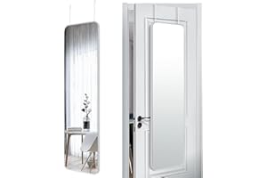 SCWF-GZ 47x14 Mirror Rectangle Full Body Length Door Hanging Wall Mounted Metal Frame Dressing Make-up Mirrors for Entryway Bedroom Bathroom Living Room 47 14 inch Silver