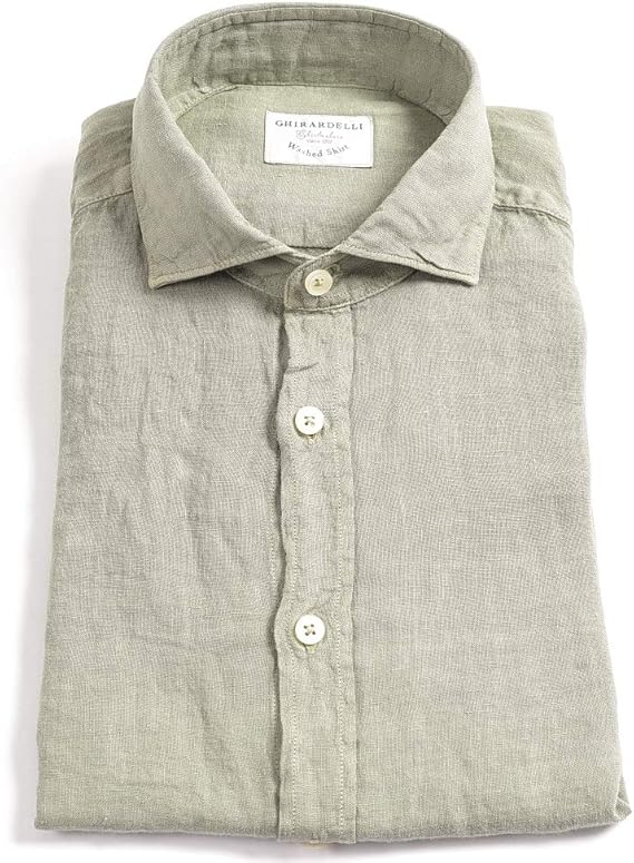 Amazon ギラルデッリ シャツ ホリゾンタルカラー 長袖 メンズ リネン 麻 100 無地 5色展開 イタリア ブランド カジュアル 並行輸入品 シャツ 通販