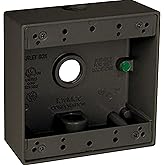 TayMac 4.5 x 4.5 Inch 2-Gang Bronze 2-in. Deep Weatherproof Junction Box with Three .5-inch Threaded Holes DB350Z, Outdoor El