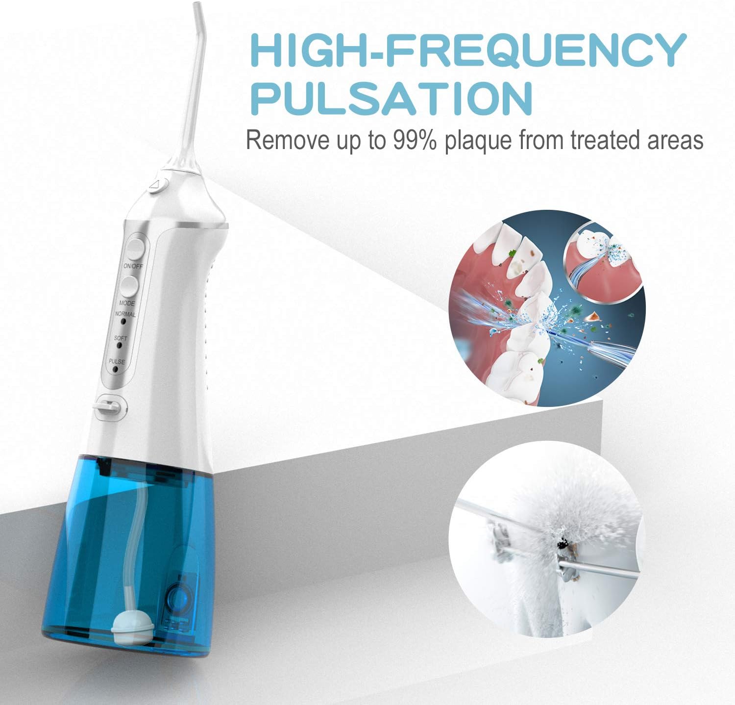Cordless Water Flosser, Professional Dental Oral Irrigator Portable & Rechargeable 300ML Water Pick Teeth Cleaner IPX7 Waterproof with 6 Interchangeable Jet Tips for Home and Travel: Health & Personal Care
