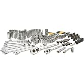 STANLEY Mechanics Tool Set, 145 Piece, 1/4 &amp; 3/8 in Drive (STMT71653) | 145-piece socket set with 1/4 &amp; 3/8 in drive ratchet set, combination wrench set, hex keys, carry case