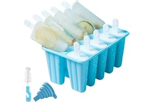 Popsicle Molds 10 Pieces Silicone Ice Pop Molds BPA Free Reusable Popsicle Mold Easy Release Ice Pop Maker with Popsicles Rec