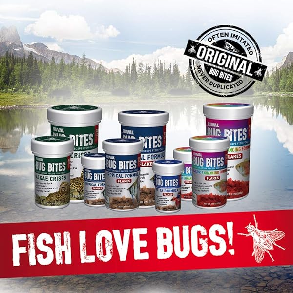 FLUVAL BUG BITES GOLDFISH FISH FOOD, FLAKES FOR SMALL TO MEDIUM SIZED FISH, 3.17 OZ., A7340, BROWN