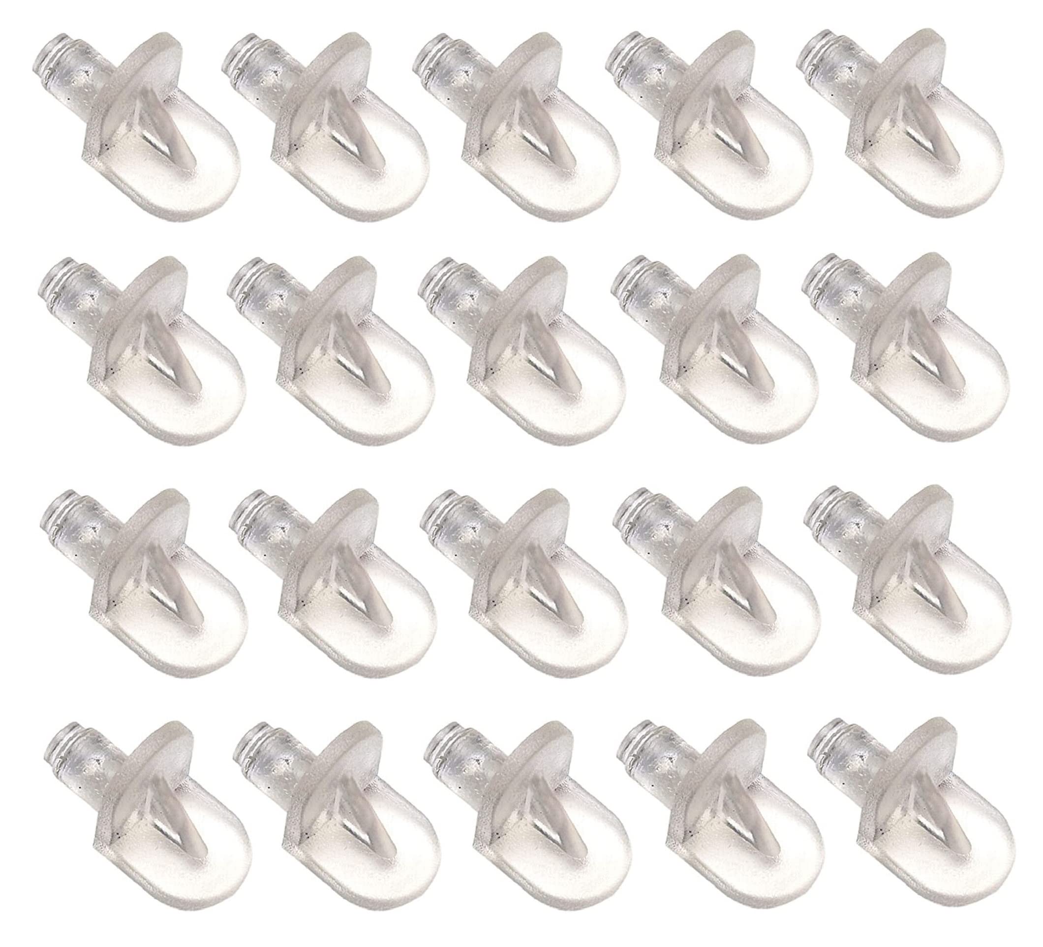 TERF® Spade Type Clear Plastic Push in Furniture Shelf Support Pegs Pins for Kitchen Cabinet Wardrobe Bookcase Closet Glass Shelve and Furniture Shelf Support Use - Pack of 50