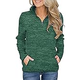 Artfish Women's Women Quarter Zip Casual Pullovers Lightweight Fleece Sweatshirts with Pockets