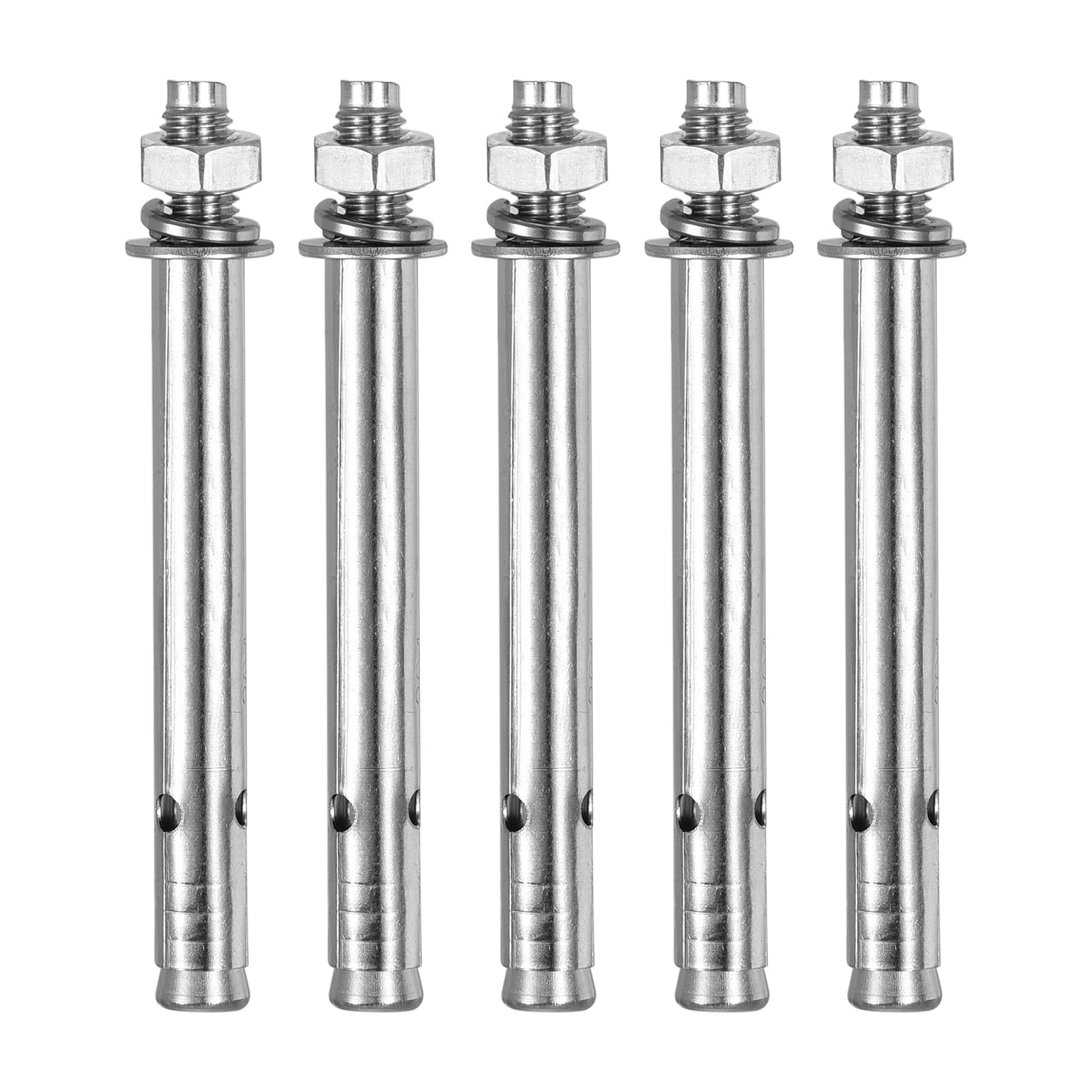 DTGN M8 x 100 Hex Expansion Bolts - 5Pack - Good for Concrete Dry Brick Block Walls - 304 Stainless Steel - Silver