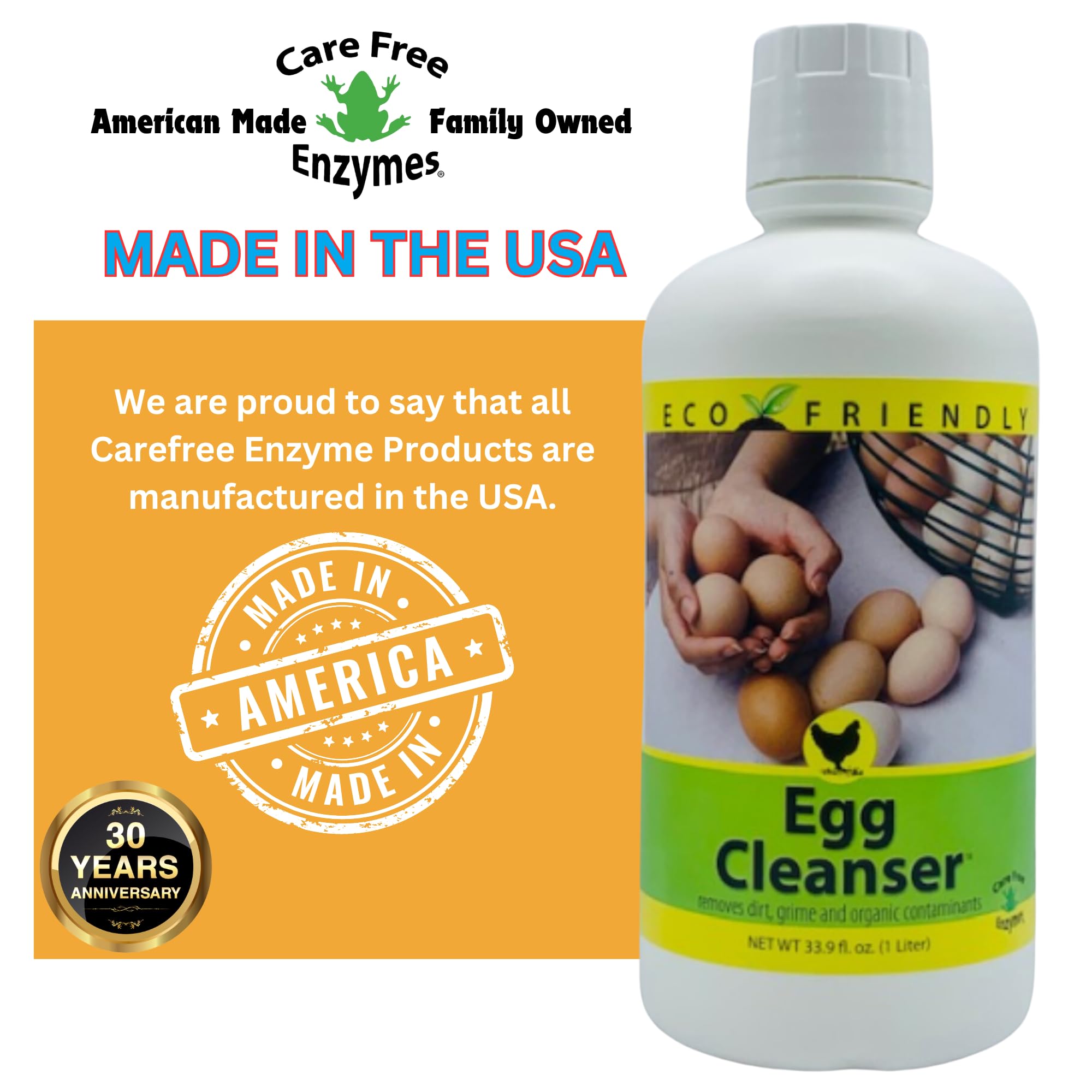 CareFree Enzymes 94177 Cleanser-1 Liter Egg Washing, 33.9 Fl Oz (Pack of 1)