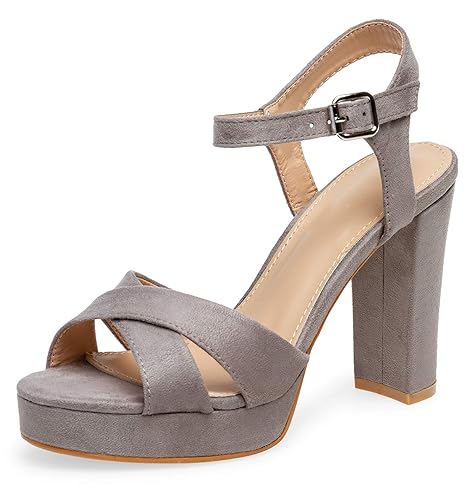 Caspar S004 Elegante Damen Velours High Heel Riemchen Sandaletten Pumps mit hohem Absatz