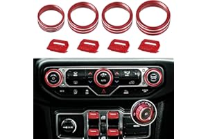 Hoqqf 8PCS Button Knob Cover Compatible with Je-ep Wrangler JL JLU 2018-2025 & Gladiator JT Metal Je-ep Accessories Volume Air Conditioner Headlight Switch Knob Cover