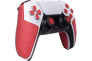 TALONGAMES Controller Grip Tapes Compatible with PS5 DualSense, Anti Slip, Sweat Absorbent, Skin kit, Compatible with PlayStation 5 Controllers Grips, Buttons, Trigge, D-pad (Ultra - Red)