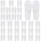 Faytark 30 Pairs Disposable Slippers Open Toe White Non-Slip Slippers Bulk for Unisex Travel Home Hotels Spa Guest
