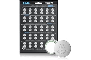 NICEBATT LR44 Batteries 60 Pack, AG13 L1154F 357 303 SR44 A76 Premium Alkaline 1.5V Button Coin Cell Battery