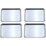 Checkered Chef Quarter Sheet Pan Four Pack - 4 Small Baking Sheets 9 ½ x 13 Inches. Aluminum Rimmed Cookie 1/4 Sheet Pans For