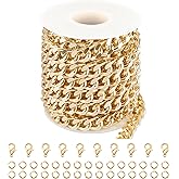Jabogrii 5 Meters Gold Plated Aluminum Jewelry Making Chains Curb Cuban Chain for Jewelry Making DIY Craft Chain Jewelry Findings