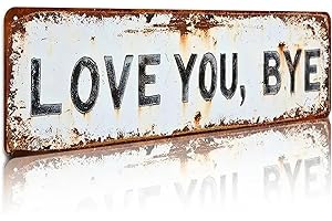 Love You Bye Metal Wall Sign - Vintage Distressed Finish with Weathered Edges for Home, Bar, Cafe Decor, Single Piece (30 * 1