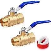 Boltigen 1/2 inch Brass Ball Valve, 2Pack Heavy Duty Forged Brass Shut Off Valves with Female to Male NPT Thread Full Flow Port, 150 PSI WSP / 600 PSI WOG Water Control Valve Connector Fitting