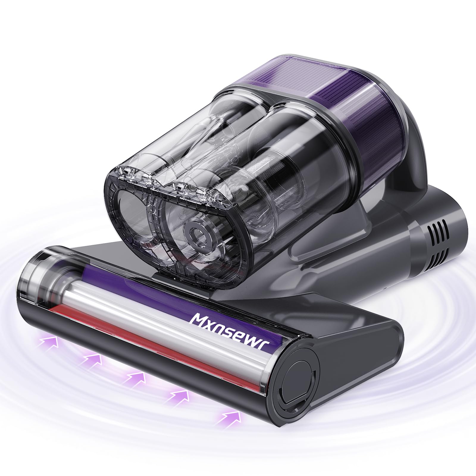 Photo 1 of Mxnsewr Mattress Vacuum Cleaner, Ultrasonic Bed Vacuum Cleaner with 18Kpa Strong Suction, 150°F Heat & 253.7nm UV-C Light, Intelligent Dual Cup, One-Click Dust Removal for Bed, Sofa, Pet Hair, Grey