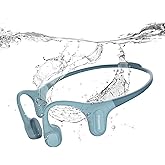 mojawa Run Plus Bone Conduction Headphones, Open-Ear Bluetooth Headphones, 32GB MP3 Player, IP68 Waterproof Swimming Earbuds, Deep Bass, Secure Fit for Running, Gym and Daily Use, Blue