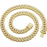 HIPBLING Cuban Link Chain for Women Diamond Miami Cuban Necklace 8mm 13mm Mens Iced Out Chain Hip Hop Rapper Jewelry Gift for Men Women