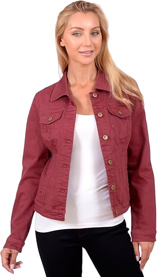 burgundy denim jacket womens