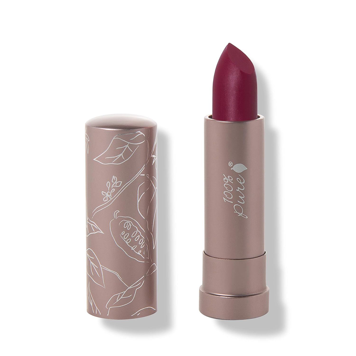 100% PURE Cocoa Butter Matte Lipstick (Fruit Pigmented), Winecup, Full Coverage, Long Lasting, Matte Lip, Moisturizing Cocoa Butter, Natural Makeup (Cool Toned Berry) - 0.15 oz