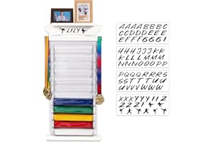 Tilhumt 12 Belts Karate Belt Display Rack with Stickers, Taekwondo Belt Display with Trophy/Photo Rack, Felt Dustproof Design, Easy to Put in Belt, Martial Arts Belt Display for Children and Adults