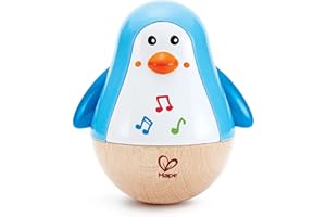 Hape Penguin Musical Wobbler | Colorful Wobbling Melody Penguin, Roly Poly Toy for Kids 6 Months+, Multicolor, 5'' x 2'' (E0331)