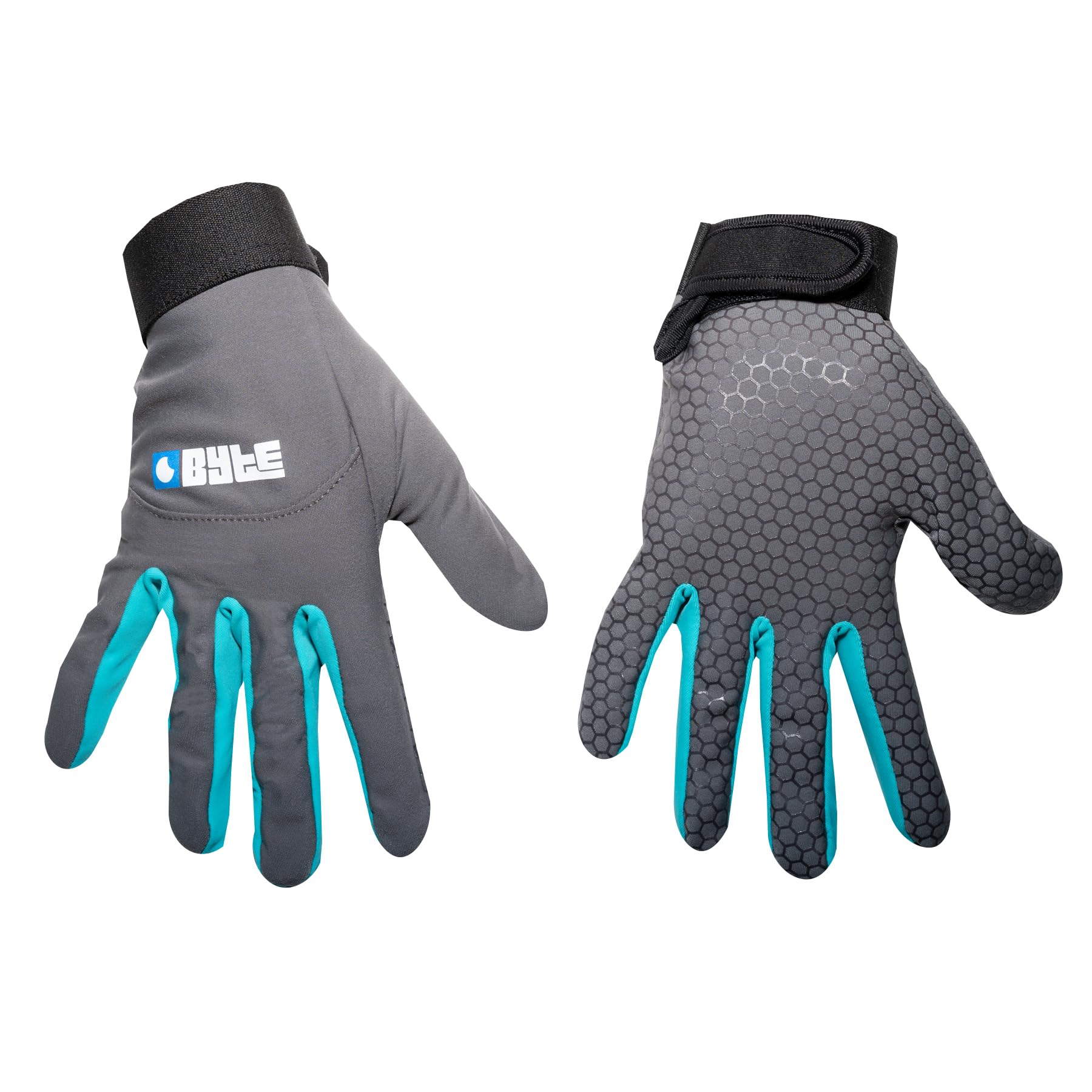 BYTE SKIN HOCKEY GLOVES GREY TEAL (MEDIUM)