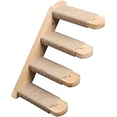 FUKUMARU Cat Climbing Shelf Wall Mounted, Small | Four Step Cat Stair, Natural Jute Scratching, Solid Rubber Wood, Kitten Shelves Furniture