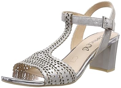 CAPRICE Damen Edison Riemchensandalen Mehrfarbig (Silver Shin.Su 926) 41 EU