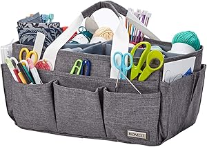 HOMEST Craft Supplies Organizer Tote Bag, Caddy for Scrapbooking & Sewing, Handle Carrier for Craft Tools, Grey