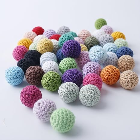 Mamimami Home Hölzerner Beißring Häkeln Korne Mit Holz 50Pc Mischungs Farbe 20mm Häkeln Ringsum Hölzerne Korn Kugel Knit Zahn