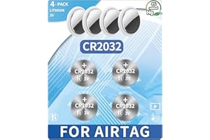 KKNCO (Pack of 4) Replacement Batteries for Apple AirTag, Perfectly Fits AirTag, No Bitter Coating, OEM CR2032 Battery