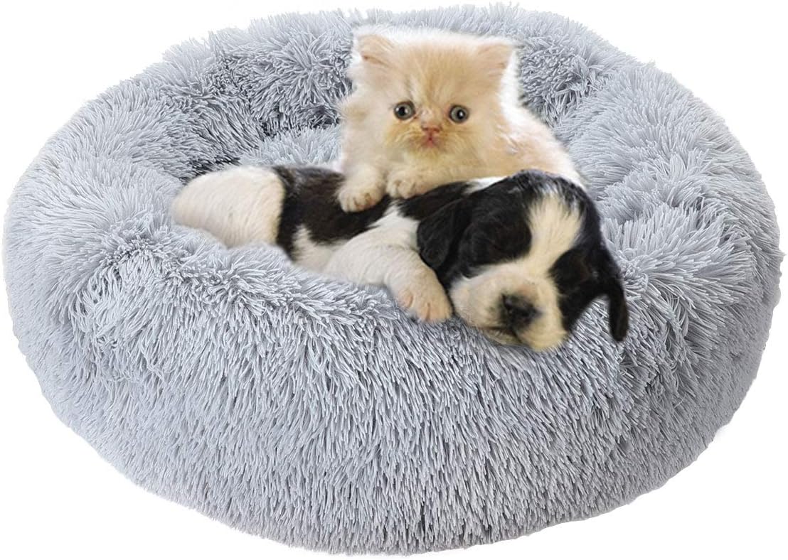 HeTaiDa Calming Dog Bed Large Fluffy Plush Cat Beds for Large Cats (Dia