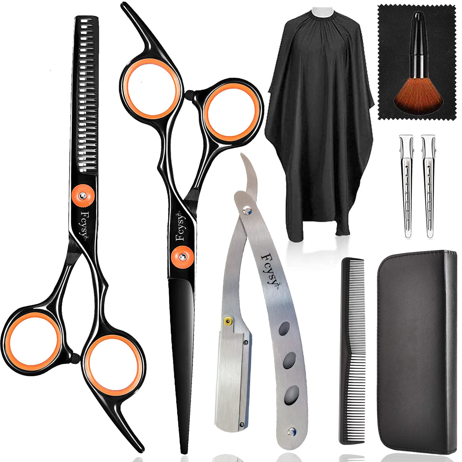 Fcysy Hairdresser Kit Professional - Hair Scissors, Thinning Shears, Barber Accessories - Hair Cutting Kit for Women & Men - 1 Count - Stainless Steel Blades