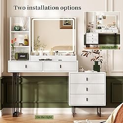Large Vanity Desk with 3 Color Touch Screen Dimming