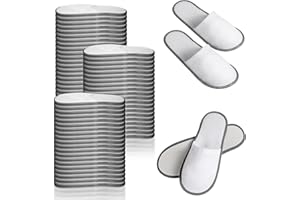 Hercicy 40 Pairs Disposable Non Slip Hotel Slippers Fluffy Closed Toe Spa Slippers Indoor Guest for Men Women Home Wedding Travel Party