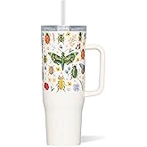 Corkcicle x Rifle Paper Co. Cruiser Insulated Tumbler with Handle & Straw - Keeps Drinks Cold 20 Hours - BPA-Free - Gift for Mom - Great for Mother's Day or Christmas - 40 oz - Curio Cream