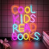 Cool Kids Read Books Neon Sign, Handmade Light Up USB 3D Wall Art Wall Decor Sign Light for Book Club Classroom Read Corner Kid's Reading Study Room Home Library Librarian Bookworm Gift-15.7"x12.6"