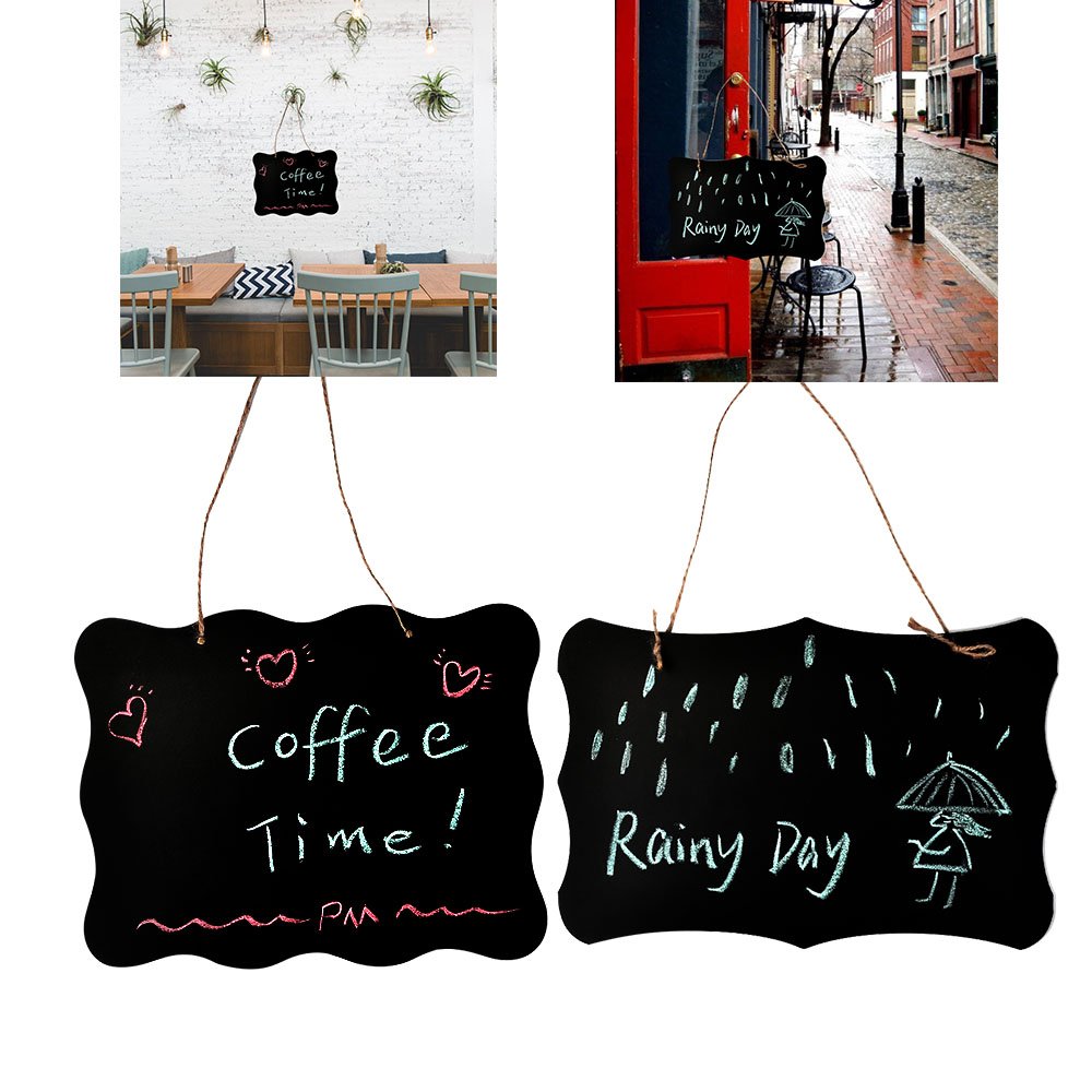 TIMESETL Chalkboard/Blackboard/Memo Board Message Board Sign with Hanging String for Kitchen Wall, Wedding or Menu Signs, Two Sizes