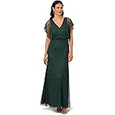 Adrianna Papell Womens Beaded Blouson Long Dress