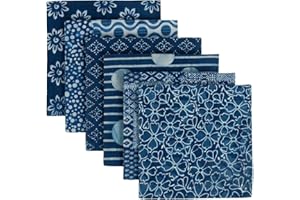 Large 20x20 Inch Indigo Blue Geometric Cotton Napkins - Set of 8 Bohemian Dabu Hand Block Printed Square Cloth, 100% Pure Cot