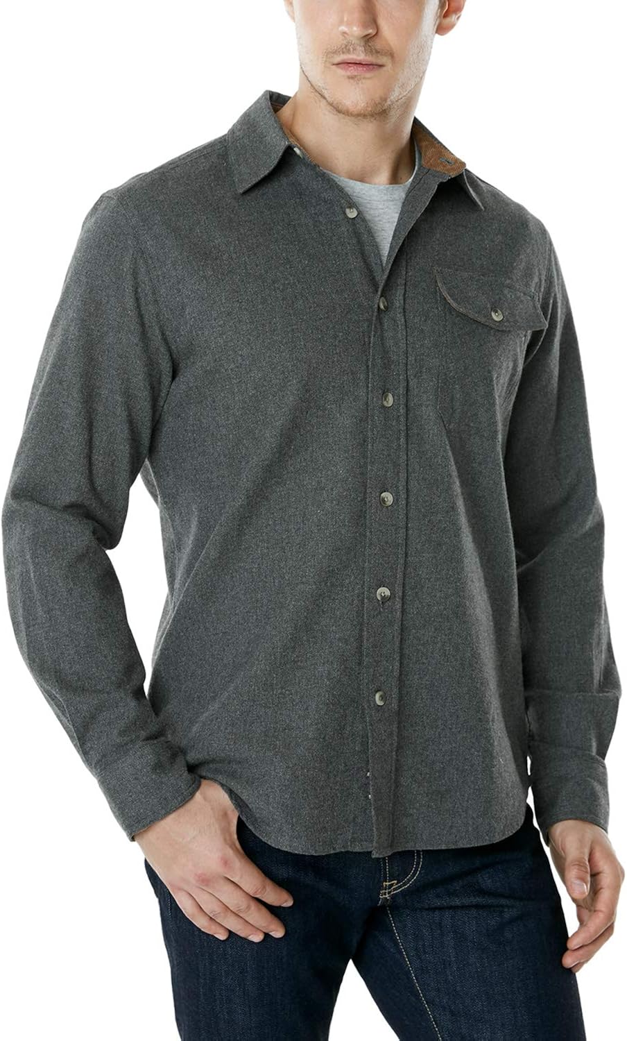 CQR Men's All Cotton Flannel Shirt, Long Sleeve Casual Button Up Plaid Shirt, Brushed Soft Outdoor Shirts: Clothing