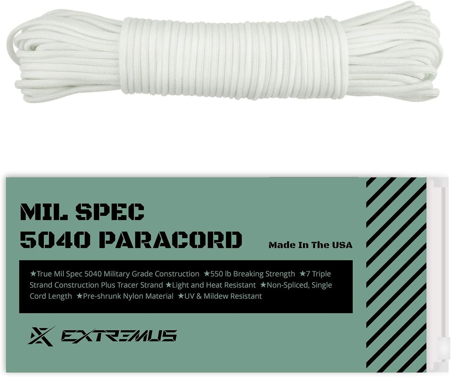 Extremus True Mil Spec 5040 Type III Paracord, Made in The USA, Military Grade 550 lbs Breaking Strength Paracord Carabiner Survival Tool, Paracord Tightening/Lashing Tool : Sports & Outdoors