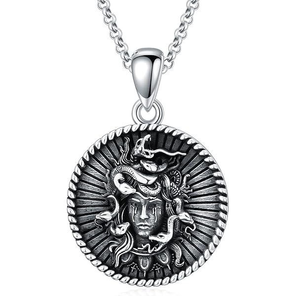 Medusa Collana Ouroboros Serpente In Argento 925 - Gioiello Ispirato Alla Mitologia Greca - Regalo Originale Per Donna