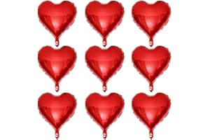 Lovoir 10 Pcs Red Heart Shape Foil Mylar Balloons 18 Inch Love Balloons for Valentine's Day Birthday Party Decorations Wedding Engagement Romantic Decor (Red)