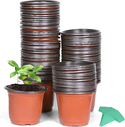 Cymax 100 Pack 10cm Plant Nursery Pots with Plant Labels Seed Starting