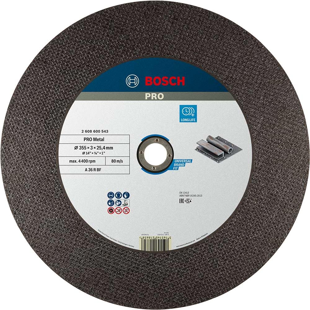 Bosch 1x PRO Metal Longlife Cutting Disc for Cut-off Saw and Bore 25.4 mm (for Steel, Ø 355 mm, Professional Accessory Chop Saw)